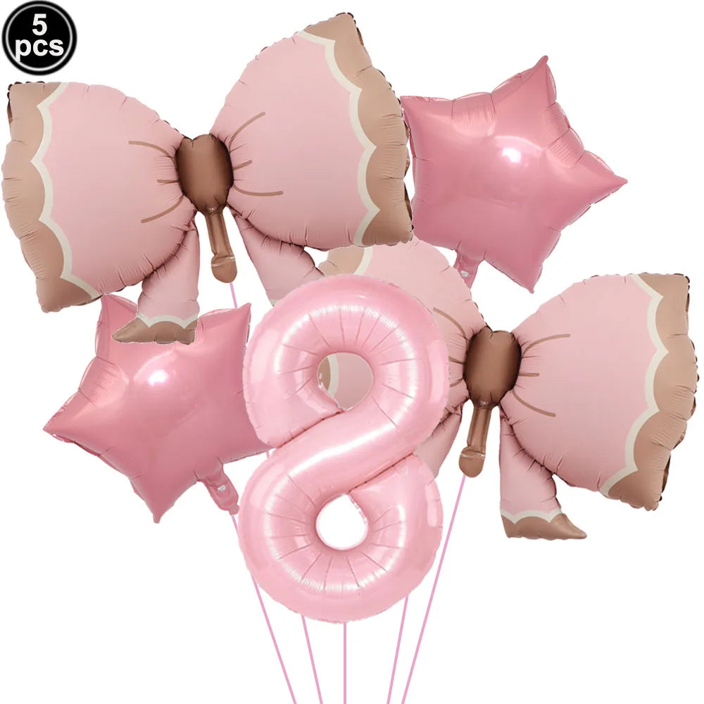 Pink Bow Birthday Theme Party Set Disposable