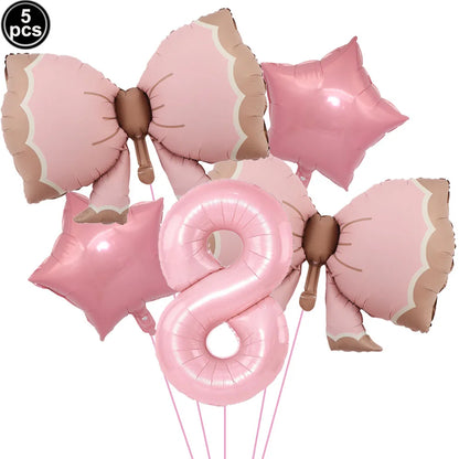 Pink Bow Birthday Theme Party Set Disposable