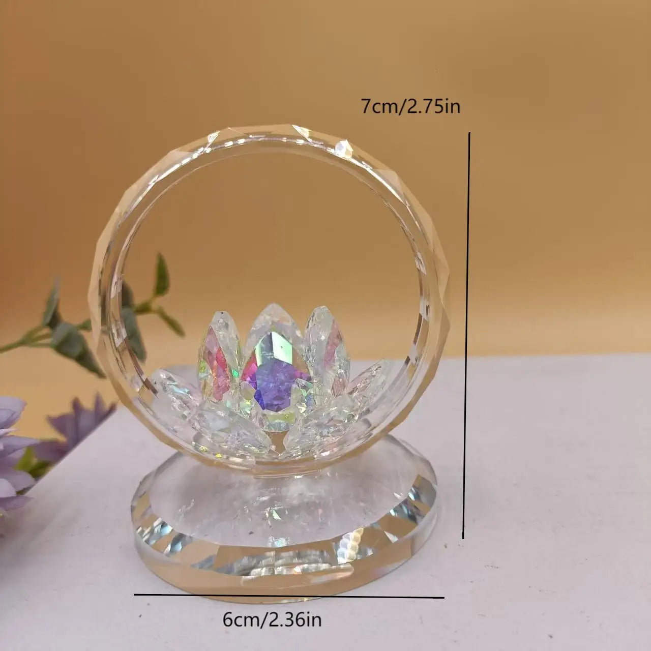 1pc New crystal pink lotus ornament: suitable for counter decoration, car interior decoration, Buddhist hall, living room, offic