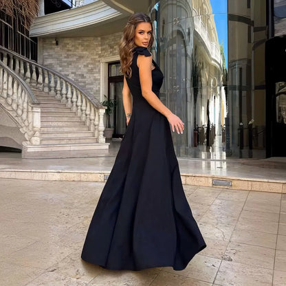 Spring Summer Elegant Women's Casual Dress New Fashion Evening Party Sexy V-neck Long Off Shoulder Women's Prom Dresses