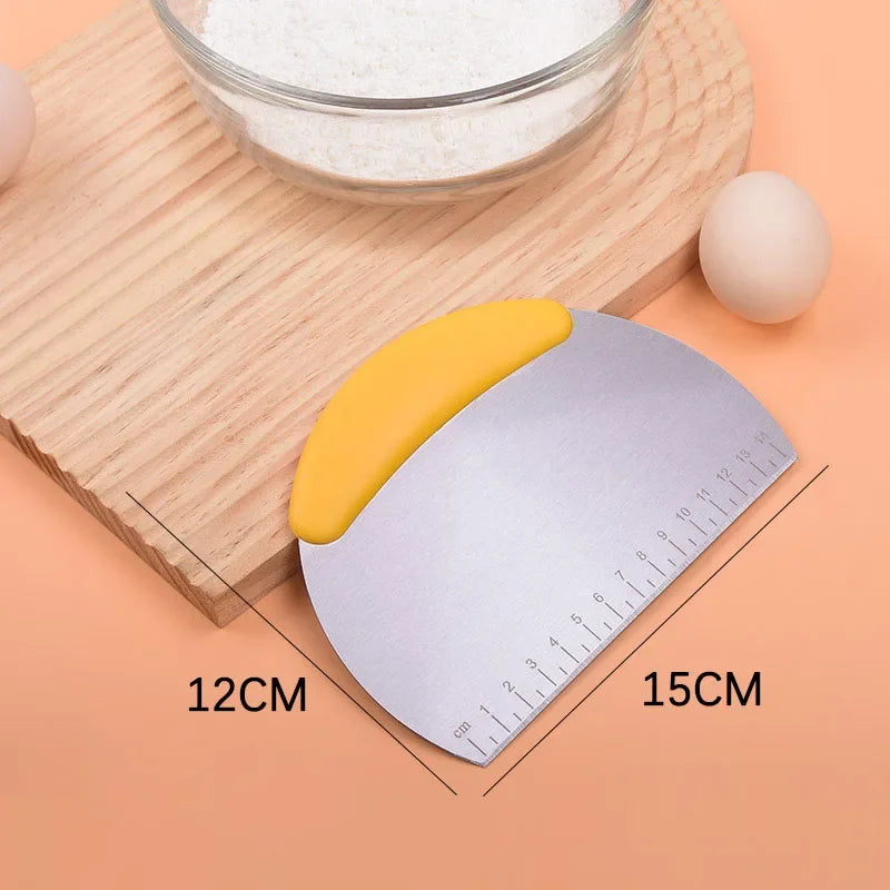 Stainless Steel Pastry Cutter Flour Pastry Scraper Chopper Scale Dough Pizza Cutter Comfortable Handle Kitchen Baking Tools