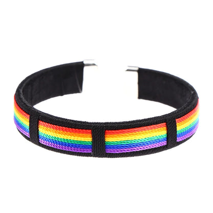 Rainbow String Open Cuff Bracelet – Fashion Unisex Bangle with Colorful Charm