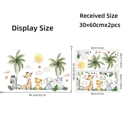 Kids’ Wall Stickers – Cartoon African Grassland Animal Decals for Nursery, Bedroom & Living Room