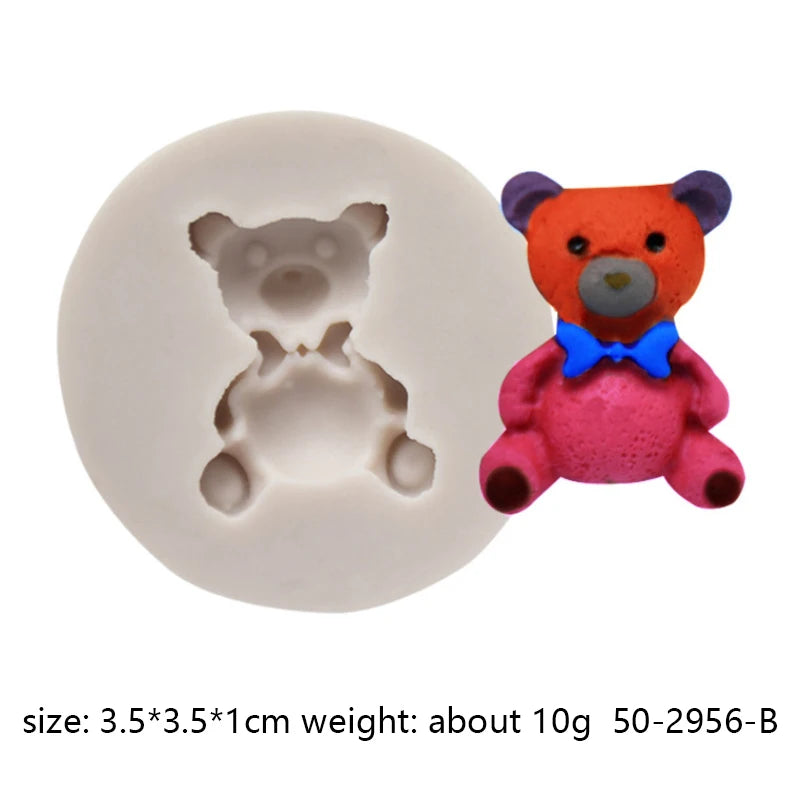 Bear Silicone Mold Cake Topper Fondant Chocolate Candy Cupcake Baking Cake Decorating Tools Polymer Clay Gum Paste Mold