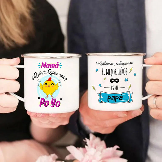 World's Best Dad and Mom Print Coffee Mug Unique Fathers Day Gift and Mothers Day Gifts Drink Wine Juice Tea  Enamel Mug Present