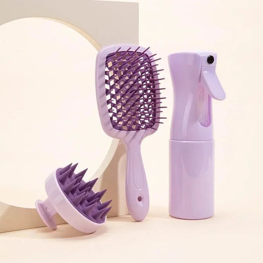 Shampoo Brush, Scalp Massage, Spray Bottle Dispenser Bottle, Hollow Styling Comb Hair Set