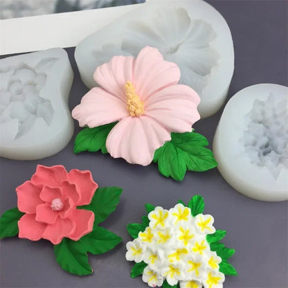 3D Flower Shape Fondant Mold Aromatherapy Candle Silicone Mold Cake Chocolate Decoration Baking Tool Craft Gifts Making Mould