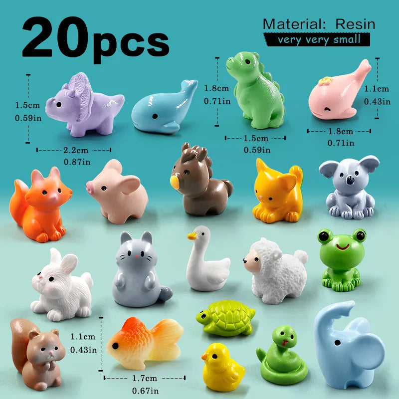 10Pcs Easter Rabbit Dinosaurs Capybara Duck Fox Pig Cat Turtle Frog Bird Figurine Miniature Fairy Garden Decoration Accessories