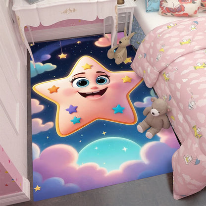 Cartoon Cute Children Carpet Living Room Kids Crawling Stars Play Mats Boy Girl Home Bedroom Bedside Decor Soft Non-slip Rugs