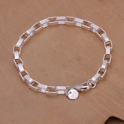 Fine 925 Sterling Silver Solid Chain Bracelet For Women Men Charm Party Gift Wedding party Fashion Jewelry