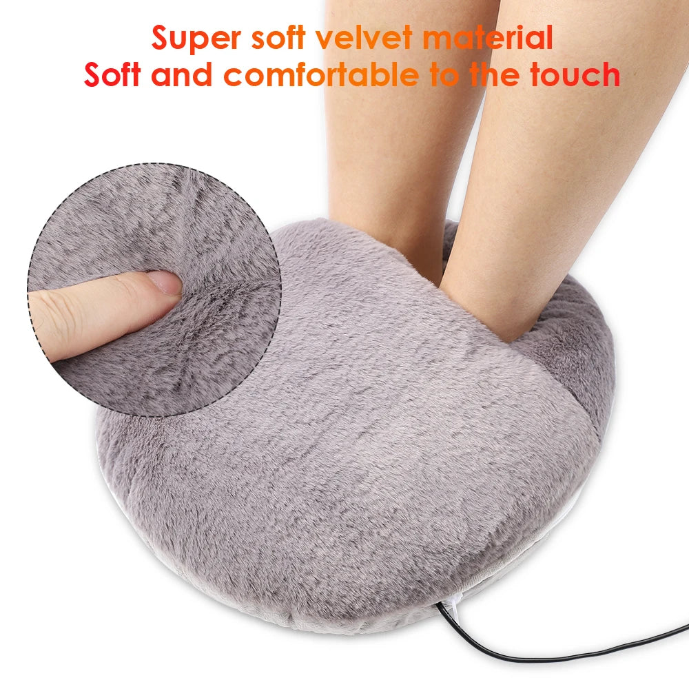 Winter USB Charging Electric Foot Heating Pad Universal Soft Plush Washable Foot Warmer Heater Household Foot Warming Mat