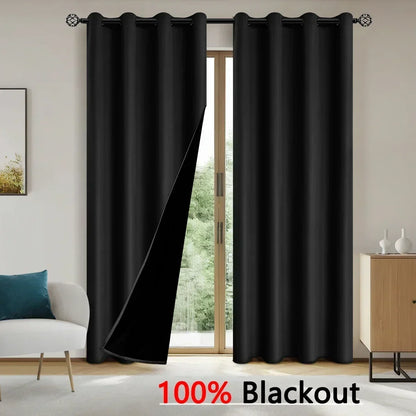 2pcs 100% Blackout Curtains, Thermal Insulated Window Drapes, Window Curtains for Living Room, Bedroom, Kitchen Home Decoration