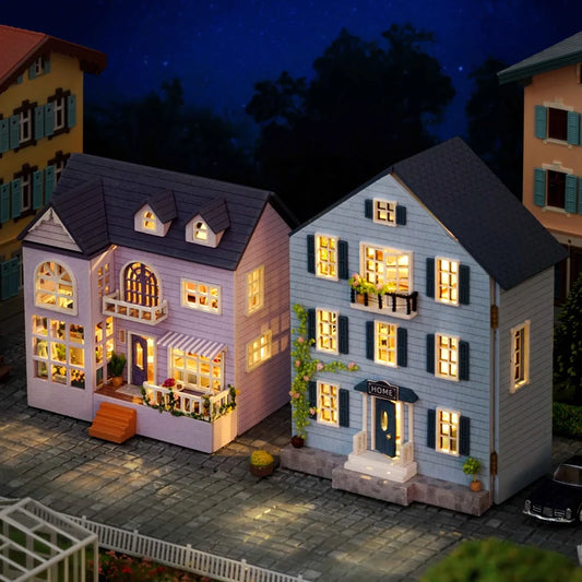 DIY Wooden Doll Houses Mini Assembly Handmade Small House Creative Scene Decoration DollHouse For Toys Birthday Gifts