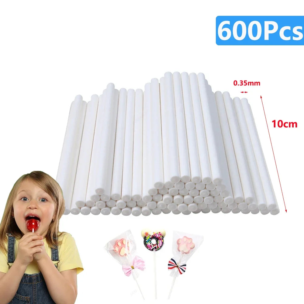 20-1500Pcs Paper Lollipop Sticks Solid Core White for Party Dining Chocolate Sugar Candy Lolly Pop Sucker sticks Cake Pop Stick