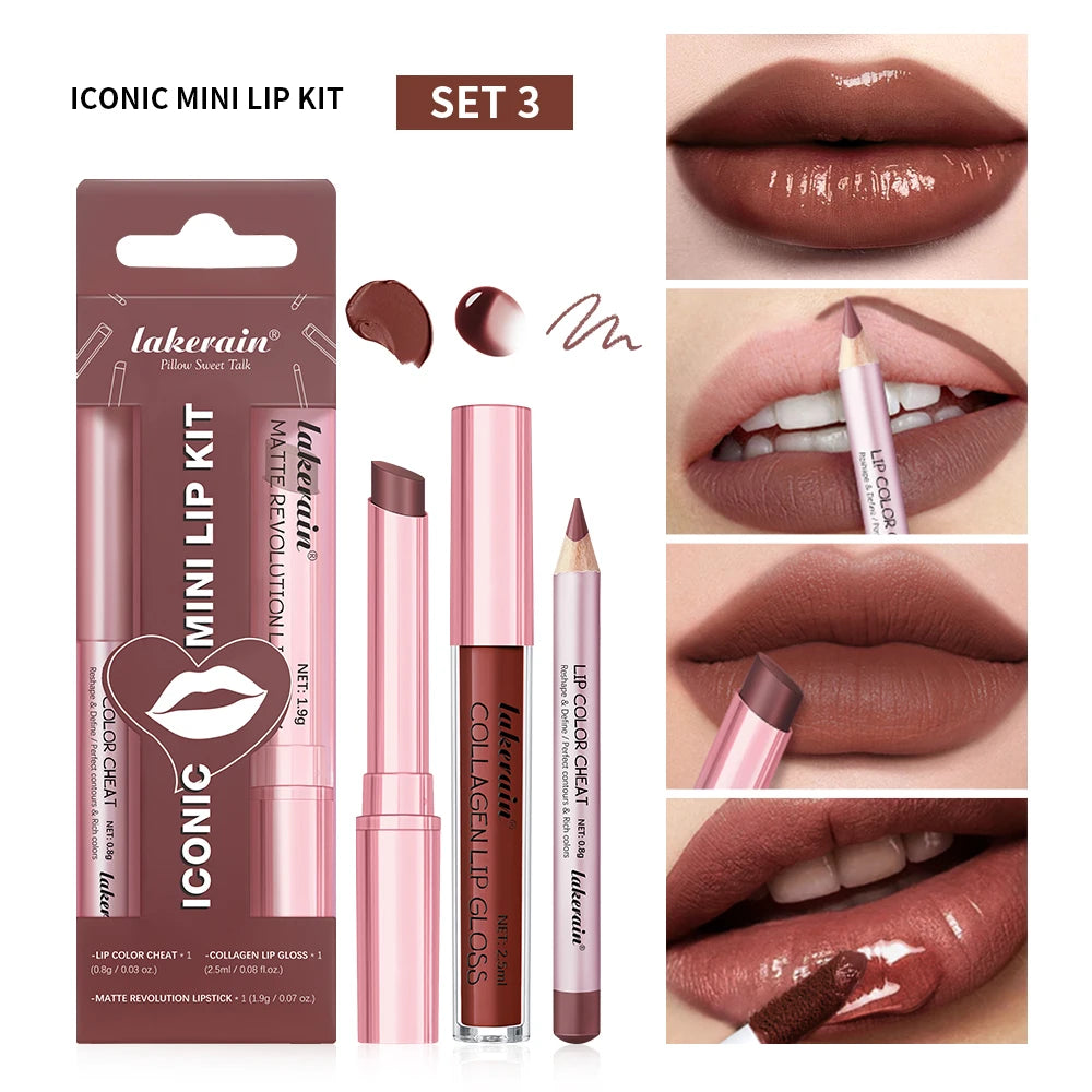 Matte Black Lipstick Set – Waterproof Velvet Liquid Lip Gloss & Lip Liner