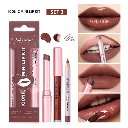 Matte Black Lipstick Set – Waterproof Velvet Liquid Lip Gloss & Lip Liner