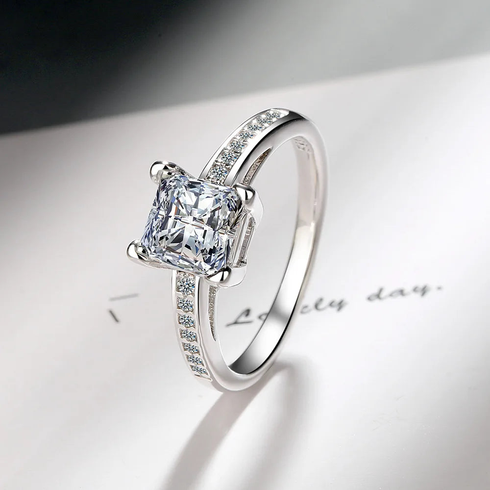 925 Sterling Silver Rings Size 5#-10# Quadrate Zircon High Quality For Women Fine Wedding  Jewelry Accessories Party Gifts