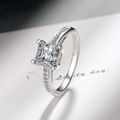 925 Sterling Silver Rings Size 5#-10# Quadrate Zircon High Quality For Women Fine Wedding  Jewelry Accessories Party Gifts