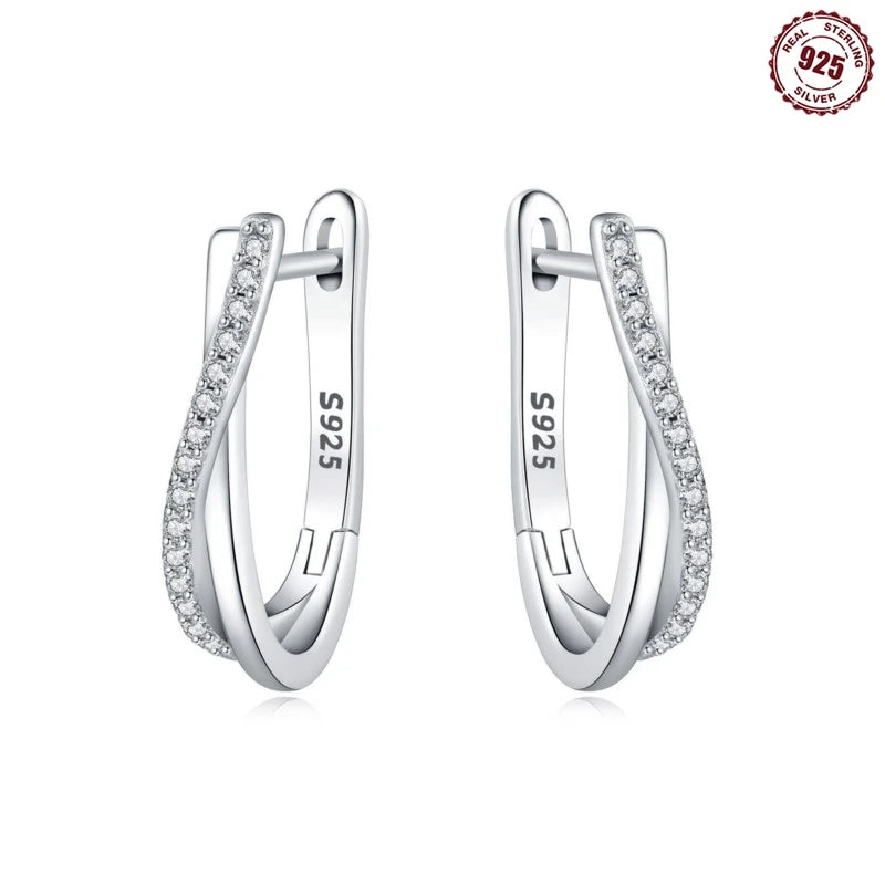 925 Sterling Silver Hoop Earrings Simple Sleeping Cat Earrings For Engagement Wedding Party Birthday Jewelry Gift