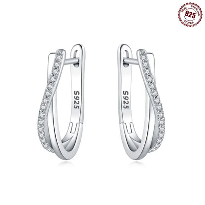 925 Sterling Silver Hoop Earrings Simple Sleeping Cat Earrings For Engagement Wedding Party Birthday Jewelry Gift