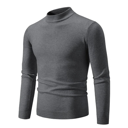 Men's Half Neck Basic Solid Sweaters Round Neck Elastic Pullovers