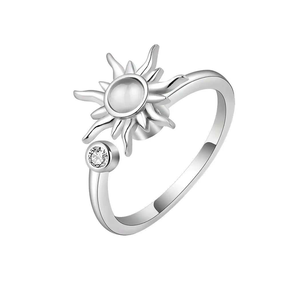 Fidget Spinner Ring Anxiety for Women Multiple Crystal Flower Eye Butterfly Animal Ring Rotate Anti Stress Wedding Jewerly