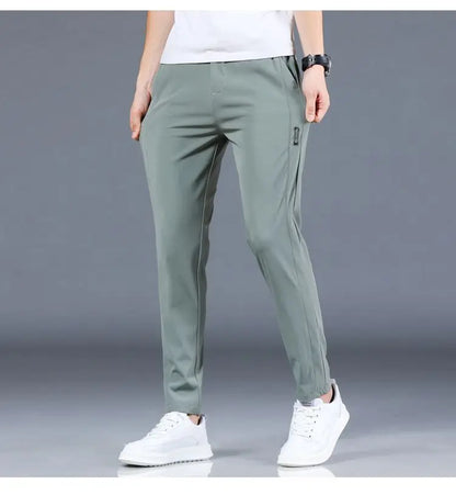 Men’s Ice Silk Straight‑Leg Pants – Summer Breathable Business Casual