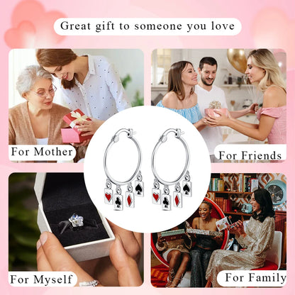 925 Sterling Silver Earrings Poker Suit Earrings Original Earring For Ladies Fashion Friends Party Daily Wear Gifts