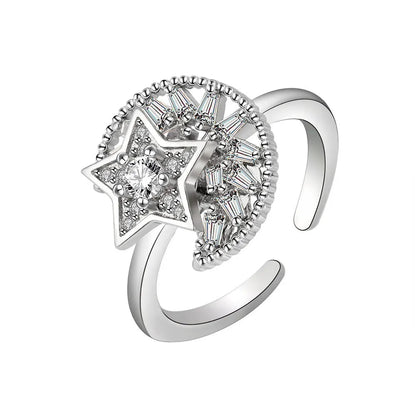 Fidget Spinner Ring Anxiety for Women Multiple Crystal Flower Eye Butterfly Animal Ring Rotate Anti Stress Wedding Jewerly