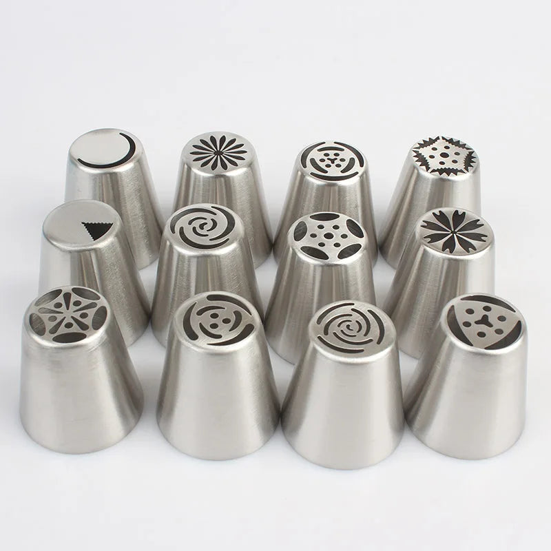 18Set Russian Tulip Icing Piping Nozzles Stainless Steel Flower Cream Pastry Tips Nozzles Bag Cupcake Cake Decorating Tools