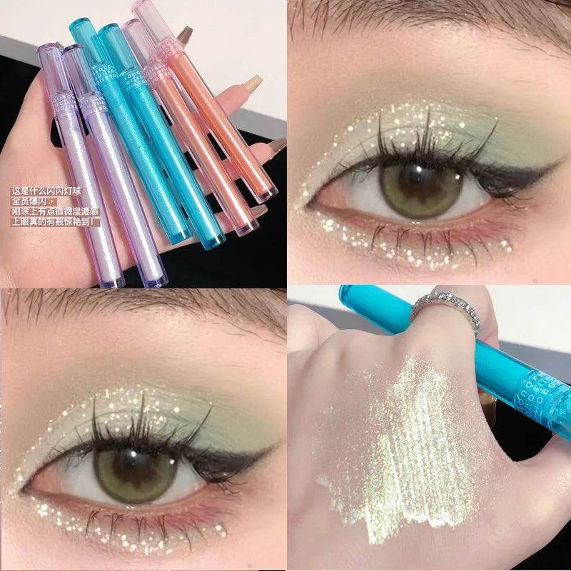 3pcs Set - 3 Colors Chameleon Eyeshadow: Pink, Micro Glitter Purple, Cyan, Chameleon Glitter  Long Lasting