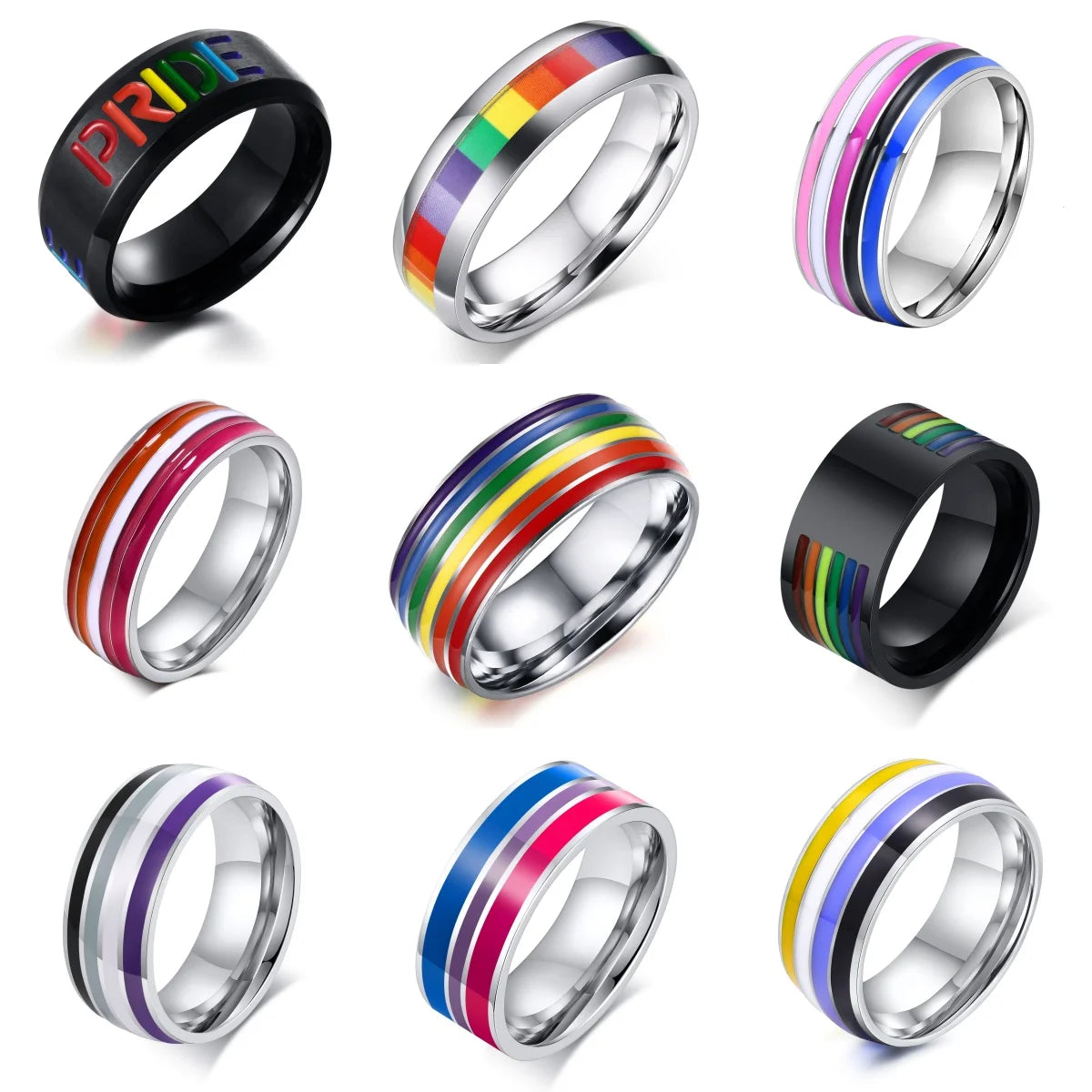 Pride Parade Lesbian Gay LGBT Pride Ring, Bisexual Non-binary Pride Multicolor Rainbow Ring, Love Promise Wedding Jewelry