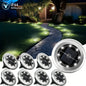 8 Pcs 8LED Solar Power Disk Light Outdoor Garden Solar Underground Light Deck Light Spotlight Buried Solar Led Lamp