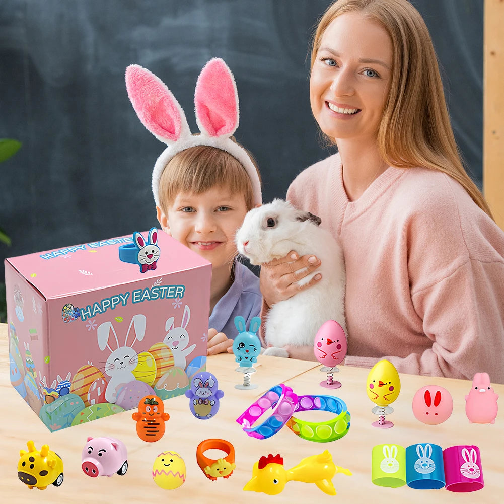 122-12PCS Easter Basket Stuffers with Stress Relief Toys Surprise Easter Eggs for Easter Egg Hunt Easter Party Favors Easter Egg