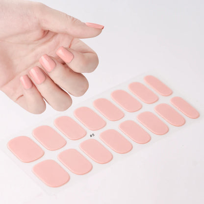 16‑Piece Semi‑Cured Gel Nail Wrap Set – French Pure Color UV Gel Polish Strips, Long‑Wear Nail Extension Decals