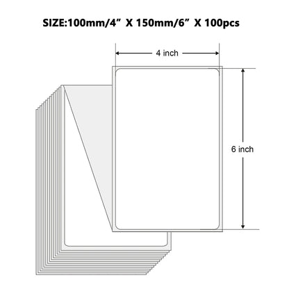 4"x6" Thermal Label Paper 100x150mm 100 Sheets/Stack Adhesive Stickers For Thermal Shipping Labels DHL UPS Express Barcode Label