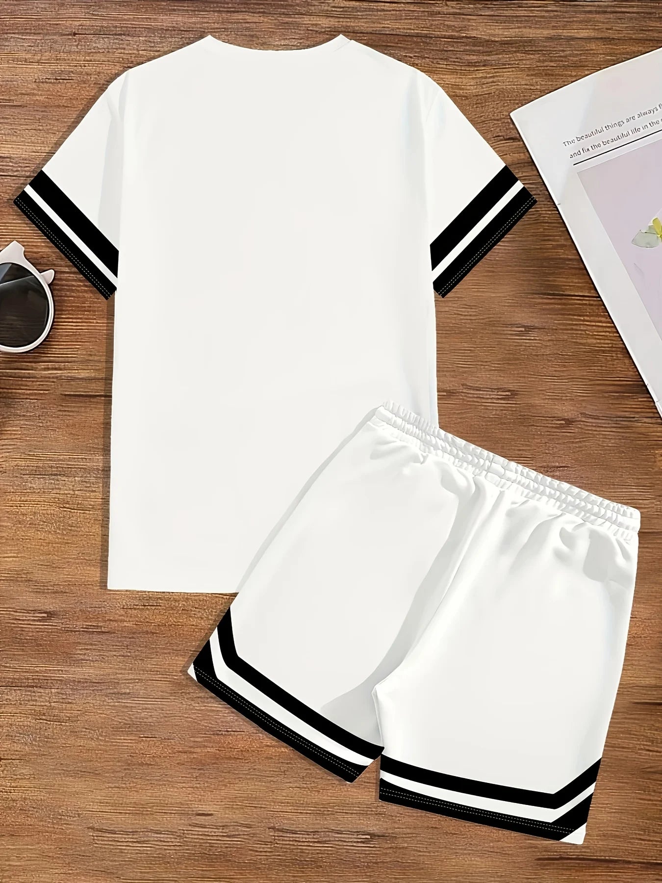 Men's Summer Letter Printed Comfortable Breathable Round Neck T-shirt Shorts Set Outdoor Casual Clothing