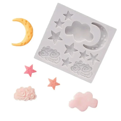 1PC Moon Stars Clouds Cake Decoration Mould DIY Chocolate Silicone Mould Candy Pastry Icing Utensils Kitchen Baking Molds