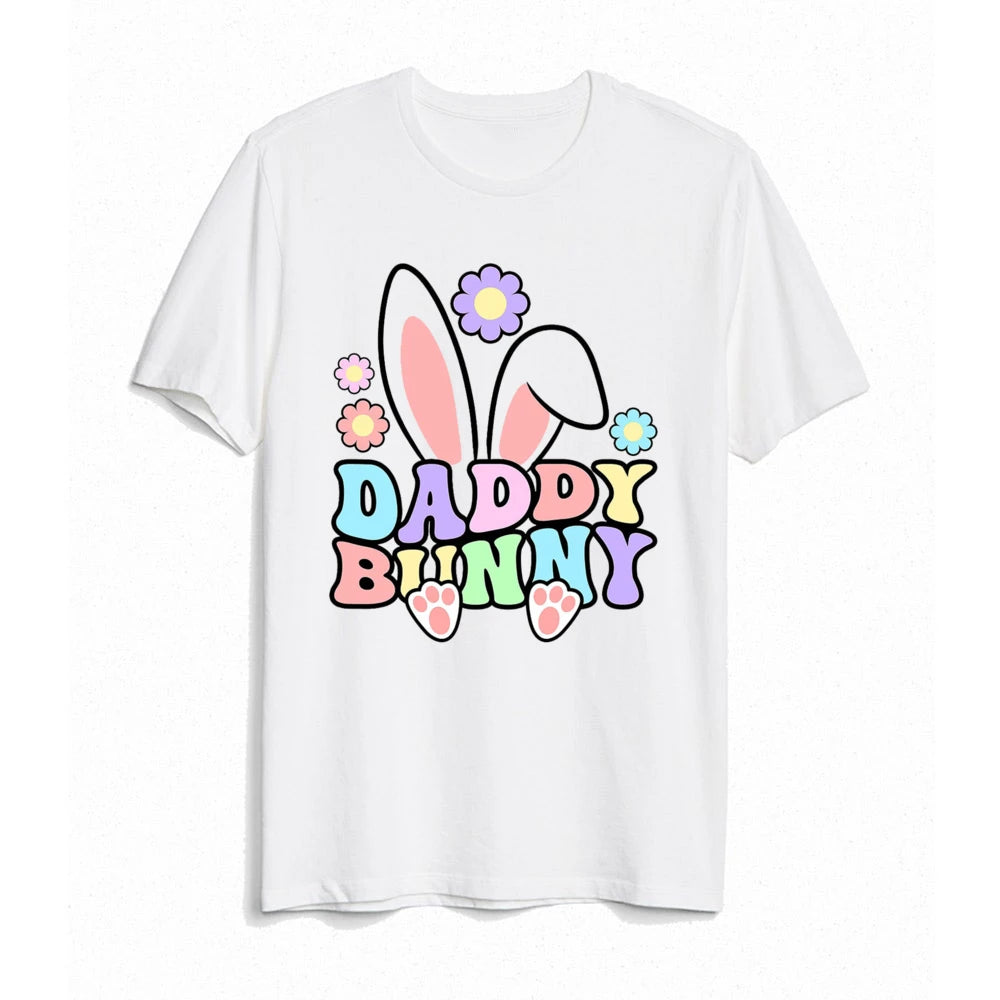 Easter Family Matching Outfits – Dad, Mom, Sis, Bro & Baby Bunny Printed Shirts and Baby Bodysuit