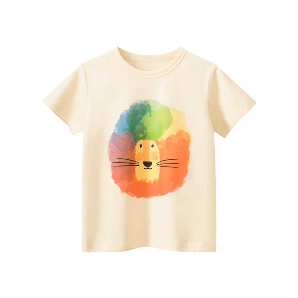 OLEKID 2025 Summer Stripe Children Boys T-shirts Printed Letter 2-8 Years Kids Little Boy Tops Short Sleeve Toddler Tees Clothes