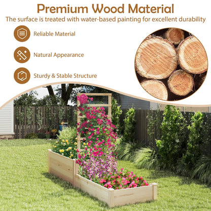 87" Raised Garden Bed w/ Trellis 2 Planter Boxes Open-ended Base for Patio