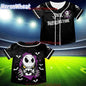 Halloween Jack Skellington Baseball Crop Top Jersey Nightmare Before Women's Short sleeve button Baseball Shirt