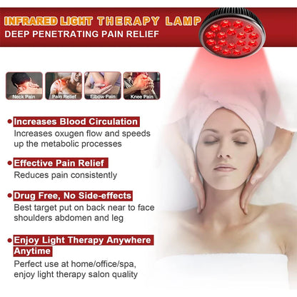E27 LED Red 54W Light Therapy Lamp 660nm & 850nm Infrared Bulb with Floor Stand for Skin Care Pain Relief 360° Adjustable