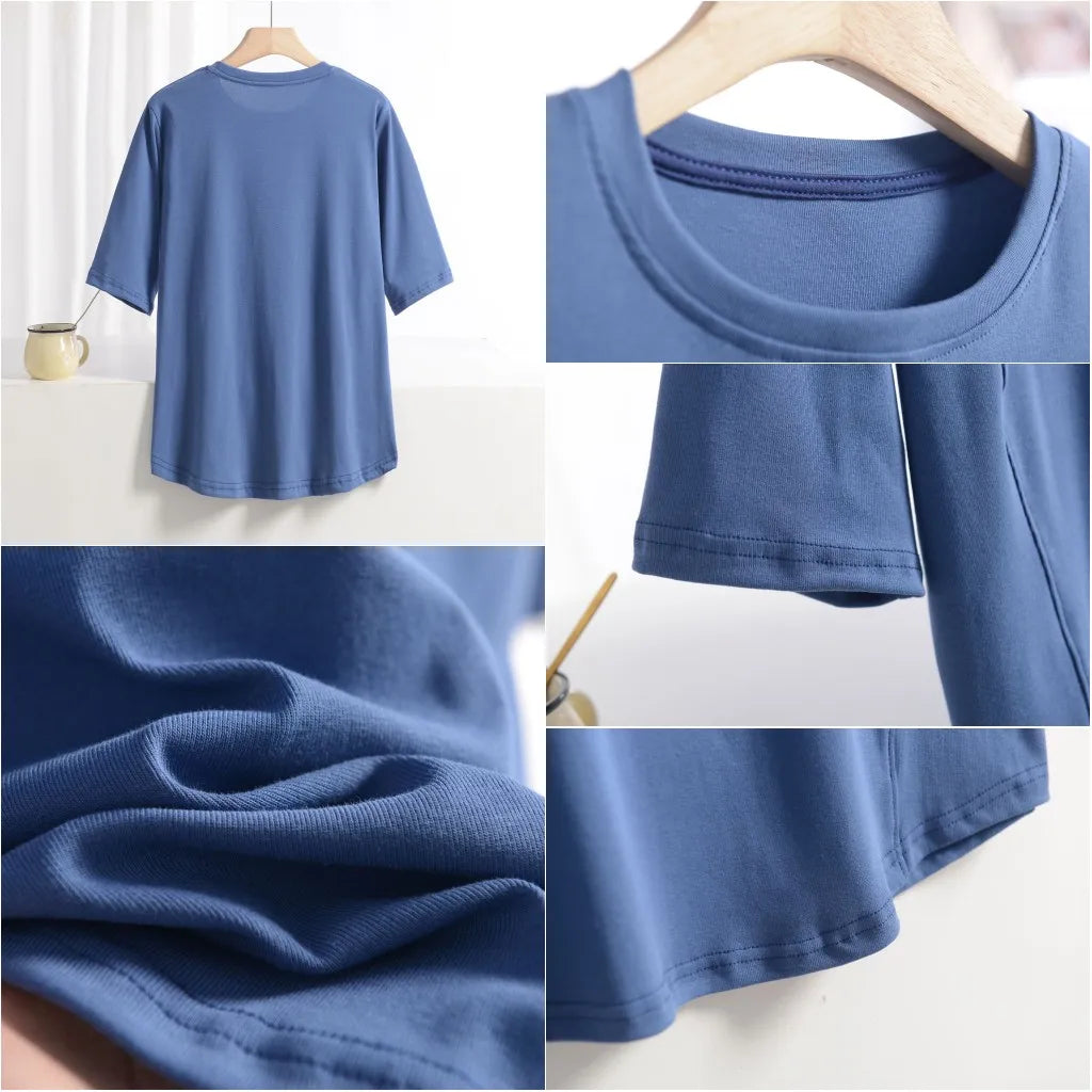 XL to 8XL plus size O-Neck Tshirts Women's basic T-shirt solid color half sleeves summer simple Tee Tops Bottoming Tees all mat