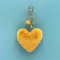 Rainbow Heart Pompom Keychain – Colorful Plush Ball Tassel Bag Charm for Women