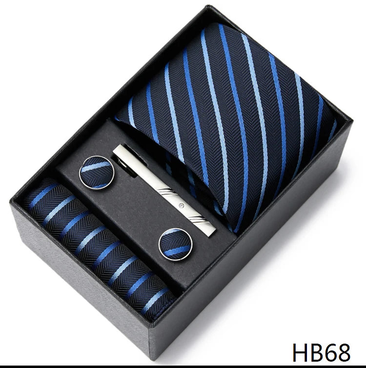 Men's  Tie Pocket Squares Necktie Box Set