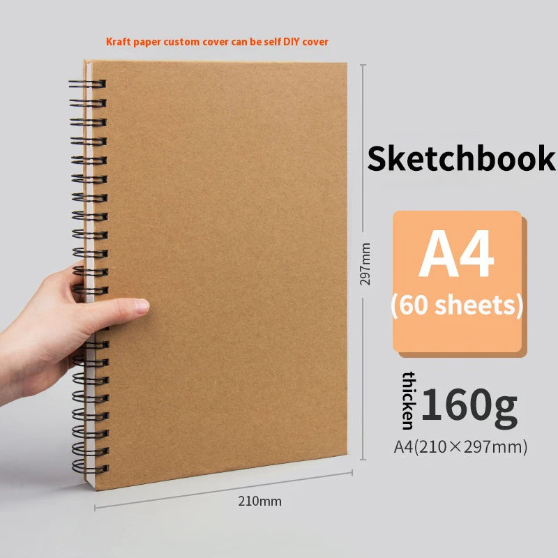 Borrence Spiral Sketchbook – Thick 160 GSM Paper in A3/A4/A5/8K/16K Sizes for Drawing, Watercolor & Art School Use