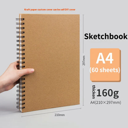 Borrence Spiral Sketchbook – Thick 160 GSM Paper in A3/A4/A5/8K/16K Sizes for Drawing, Watercolor & Art School Use