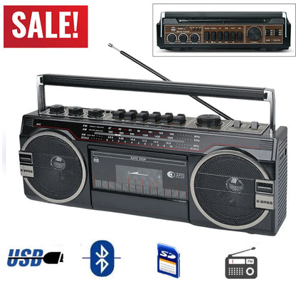 Cassette Radio Player MP3 & Recorder with AM/FM/SW Bluetooth Speaker Portable Loud High Quality