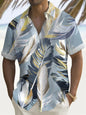Men's 3D Print Colorful Feather Short Sleeve Turndown Hawaiian Button Up No Pockets Shirts